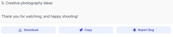 report bug of AI YouTube Video Description Generator interface ( screenshot )