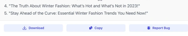 report bug of AI Youtube Title Generator interface ( screenshot )