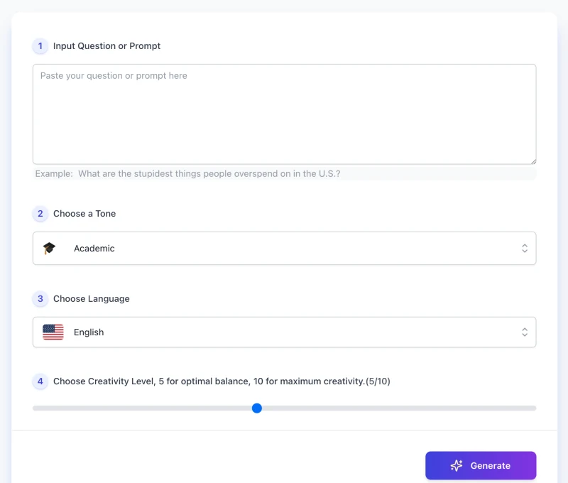 screenshot of AI Discussion Board Response Generator interface