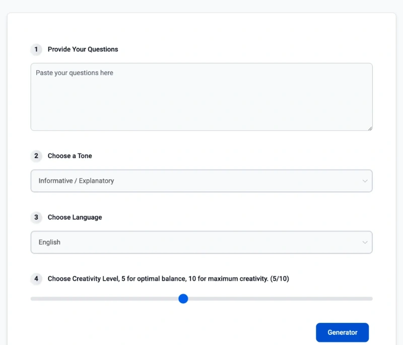 Step-by-Step Guide for AI Answer Generator (Screenshot)