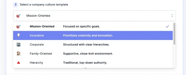 Screenshot of AI Company Culture Ideas Generator Template list