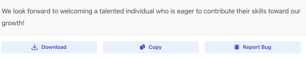 report bug of AI Job Description Generator interface