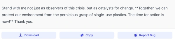 report bug of AI Speech Writer interface ( screenshot )