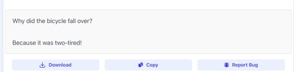 report bug interface of ai joke generator ( screenshot )