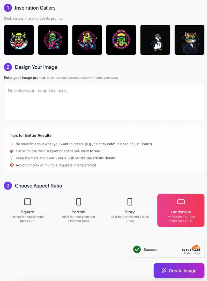 screenshot of AI Cool Tee Designs Generator interface